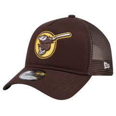 San Diego Padres New Era 9FORTY A-Frame Trucker Adjustable Hat - Brown Hats