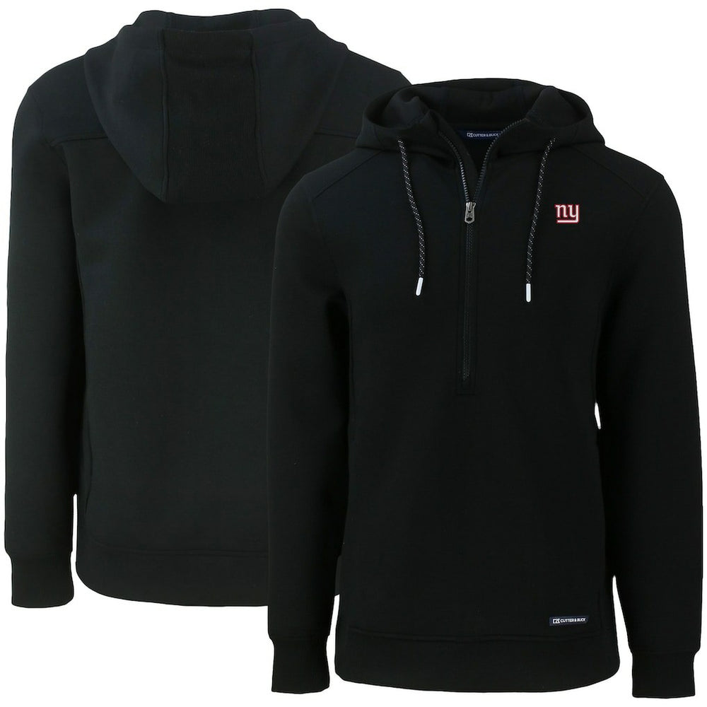 New York Giants Cutter & Buck Primary Mark Roam Eco Recycled Half-Zip Pullover Hoodie Black