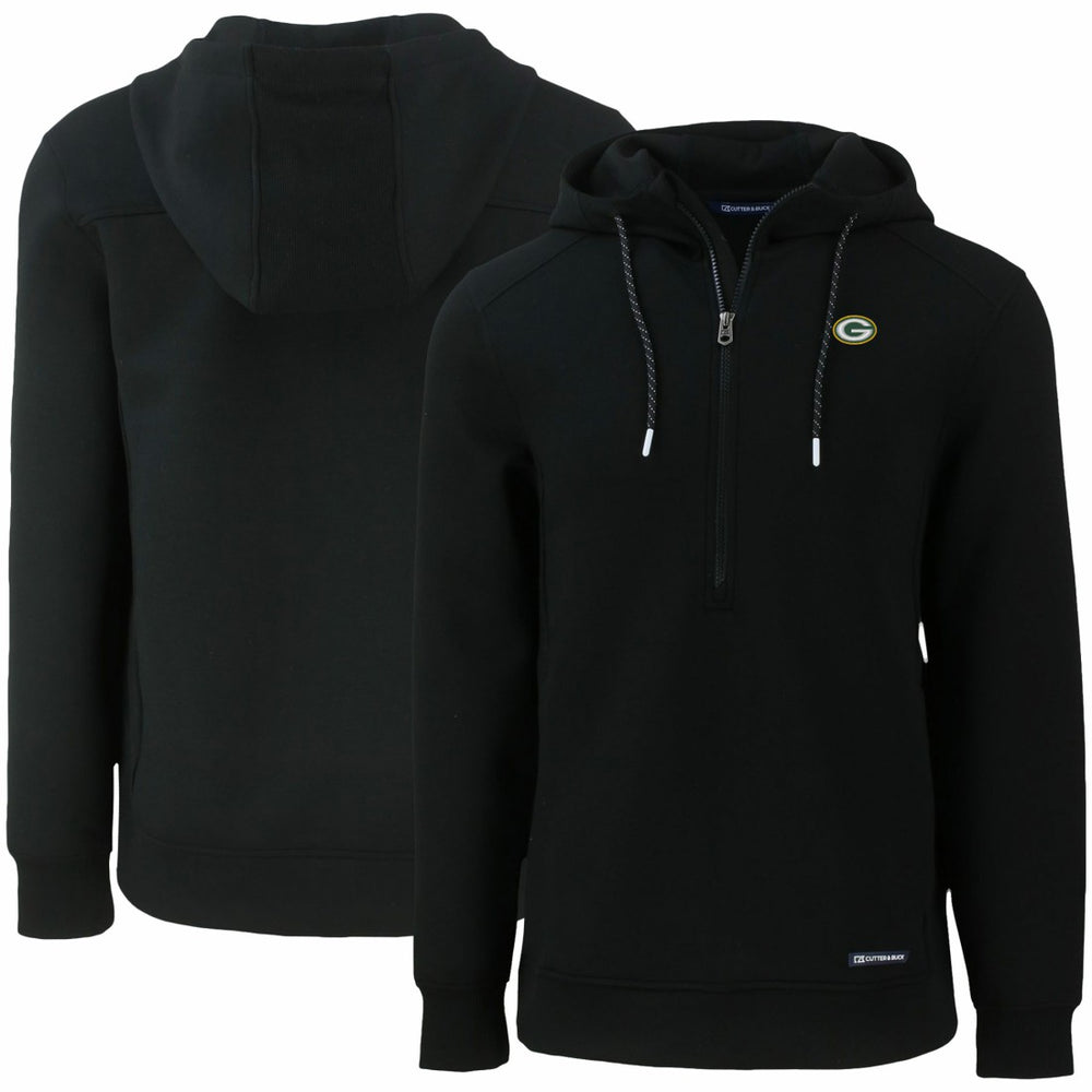 Green Bay Packers Cutter & Buck Primary Mark Roam Eco Recycled Half-Zip Pullover Hoodie Black