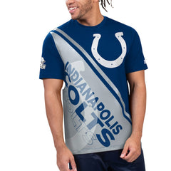 Indianapolis Colts Starter Finish Line Extreme Graphic T-Shirt Royal/White