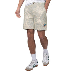 Miami Dolphins Margaritaville Sandwashed Monstera Print Amphib Shorts Gray