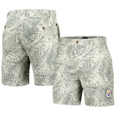 Pittsburgh Steelers Margaritaville Sandwashed Monstera Print Amphib Shorts Gray