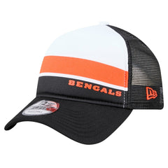 Cincinnati Bengals New Era Sport Night Color Block 9FORTY A-Frame Trucker Adjustable Hat White/Black