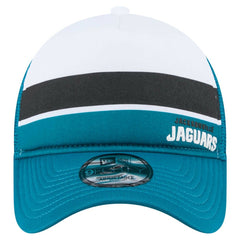 Jacksonville Jaguars New Era Color-Block 9FORTY A-Frame Trucker Adjustable Hat White/Teal