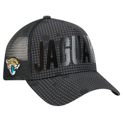 Jacksonville Jaguars New Era Midnight Ink Tonal Text A-Frame Trucker 9FORTY Adjustable Hat Black