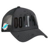 Miami Dolphins New Era Midnight Ink Tonal Text A-Frame Trucker 9FORTY Adjustable Hat Black