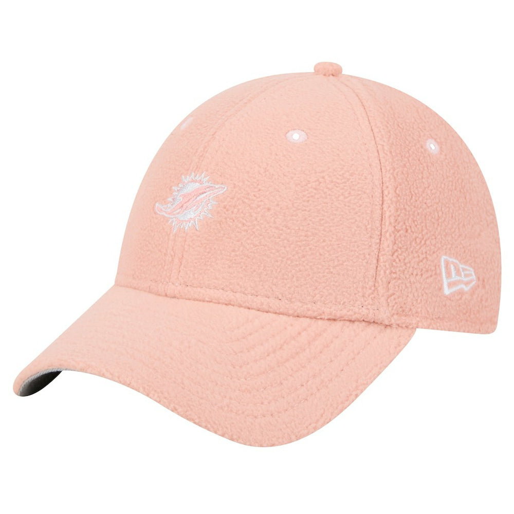 Miami Dolphins New Era Women's Cozy Sherpa 9FORTY Adjustable Hat Light Pink
