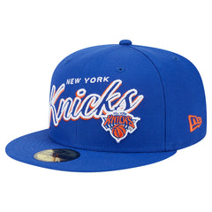 New York Knicks Sport Night Script Sided 59FIFTY Fitted Hat Blue