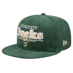 Milwaukee Bucks Throwback Display Corduroy 9FIFTY Snapback Hat Hunter Green