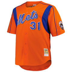 MLB Mike Piazza New York Mets Mitchell & Ness Big & Tall Cooperstown Mesh Batting Practice Jersey - Orange