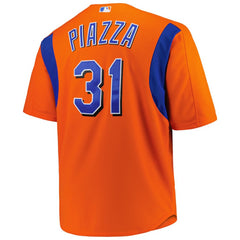 MLB Mike Piazza New York Mets Mitchell & Ness Big & Tall Cooperstown Mesh Batting Practice Jersey - Orange