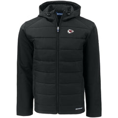 Kansas City Chiefs Cutter & Buck Big & Tall Evoke Hybrid Eco Softshell Recycled Full-Zip Hooded Jacket Black