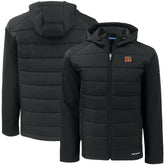 Cincinnati Bengals Cutter & Buck Big & Tall Evoke Hybrid Eco Softshell Recycled Full-Zip Hooded Jacket Black