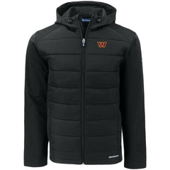 Washington Commanders Cutter & Buck Big & Tall Evoke Hybrid Eco Softshell Recycled Full-Zip Hooded Jacket Black