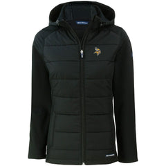Minnesota Vikings Cutter & Buck Women's Evoke PrimaLoft Hybrid Eco Softshell Recycled Full-Zip Hooded Jacket Black