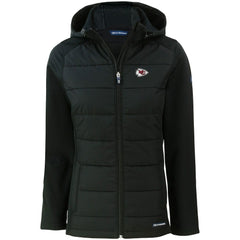 Kansas City Chiefs Cutter & Buck Women's Evoke PrimaLoft Hybrid Eco Softshell Recycled Full-Zip Hooded Jacket Black