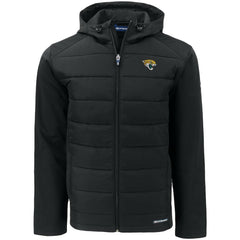 Jacksonville Jaguars Cutter & Buck Evoke PrimaLoft Hybrid Eco Softshell Recycled Full-Zip Hooded Jacket Black