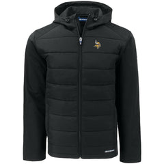 Minnesota Vikings Cutter & Buck Evoke PrimaLoft Hybrid Eco Softshell Recycled Full-Zip Hooded Jacket Black