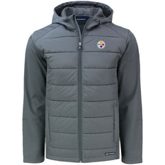Pittsburgh Steelers Cutter & Buck Evoke PrimaLoft Hybrid Eco Softshell Recycled Full-Zip Hooded Jacket Gray