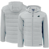 Carolina Panthers Cutter & Buck Evoke PrimaLoft Hybrid Eco Softshell Recycled Full-Zip Hooded Jacket Gray