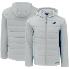 Carolina Panthers Cutter & Buck Evoke PrimaLoft Hybrid Eco Softshell Recycled Full-Zip Hooded Jacket Gray