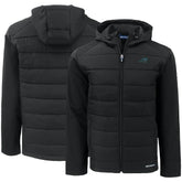 Carolina Panthers Cutter & Buck Evoke PrimaLoft Hybrid Eco Softshell Recycled Full-Zip Hooded Jacket Black