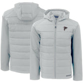 Atlanta Falcons Cutter & Buck Evoke PrimaLoft Hybrid Eco Softshell Recycled Full-Zip Hooded Jacket Gray