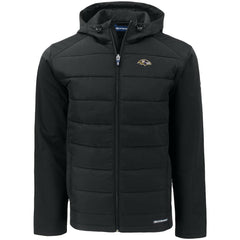 Baltimore Ravens Cutter & Buck Evoke PrimaLoft Hybrid Eco Softshell Recycled Full-Zip Hooded Jacket Black