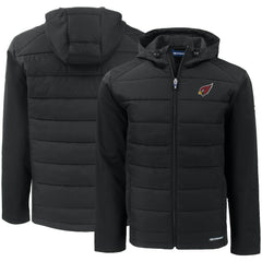 Arizona Cardinals Cutter & Buck Evoke PrimaLoft Hybrid Eco Softshell Recycled Full-Zip Hooded Jacket Black