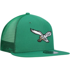 Philadelphia Eagles New Era Throwback Main Trucker 9FIFTY Snapback Hat Kelly Green
