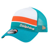Miami Dolphins New Era Youth Sport Night Color Block 9FORTY A-Frame Trucker Adjustable Hat Aqua