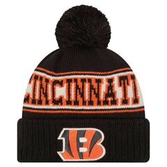 Cincinnati Bengals Youth New Era Retro Cuffed Knit Hat with Pom Black