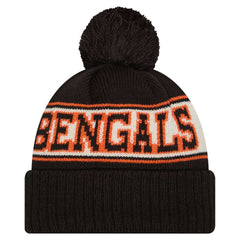 Cincinnati Bengals Youth New Era Retro Cuffed Knit Hat with Pom Black