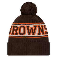 Cleveland Browns Youth New Era Retro Cuffed Knit Hat with Pom Brown
