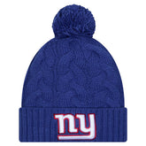 New York Giants New Era Girls Youth Cabled Cuffed Knit Hat with Pom Royal