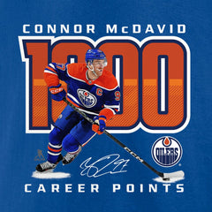 NHL Connor McDavid Edmonton Oilers 1,000 Career Points T-Shirt - Royal