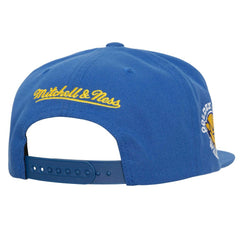 Golden State Warriors Retro Sport Color Block Script Snapback Hat White/Royal