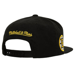 NHL Boston Bruins Mitchell & Ness Retro Script Colorblock Snapback Hat - Black