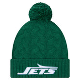 New York Jets New Era Women's Cable Cuffed Knit Hat with Pom Green