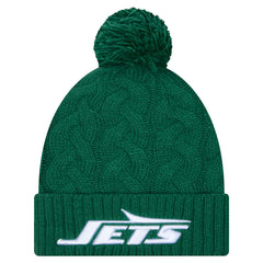 New York Jets New Era Women's Cable Cuffed Knit Hat with Pom Green
