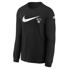 Brooklyn Nets Youth Swoosh Long Sleeve T-Shirt Black