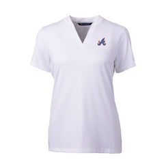 Atlanta Braves Cutter & Buck Women's City Connect DryTec Forge Stretch V-Neck Blade Top - White Tops