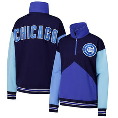 Chicago Cubs Terez Women's Classic Colorblock Quarter-Zip Sweatshirt - Navy/Blue Sweatshirts