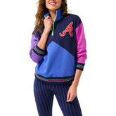 Atlanta Braves Terez Women's Classic Colorblock Quarter-Zip Sweatshirt - Navy/Blue Sweatshirts