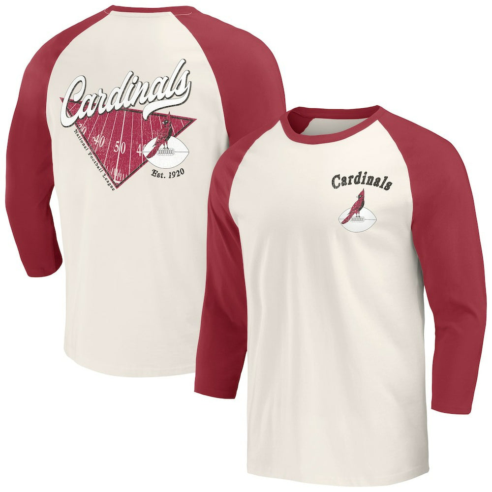 Arizona Cardinals Darius Rucker Collection Raglan 3/4 Sleeve T-Shirt Cardinal/White