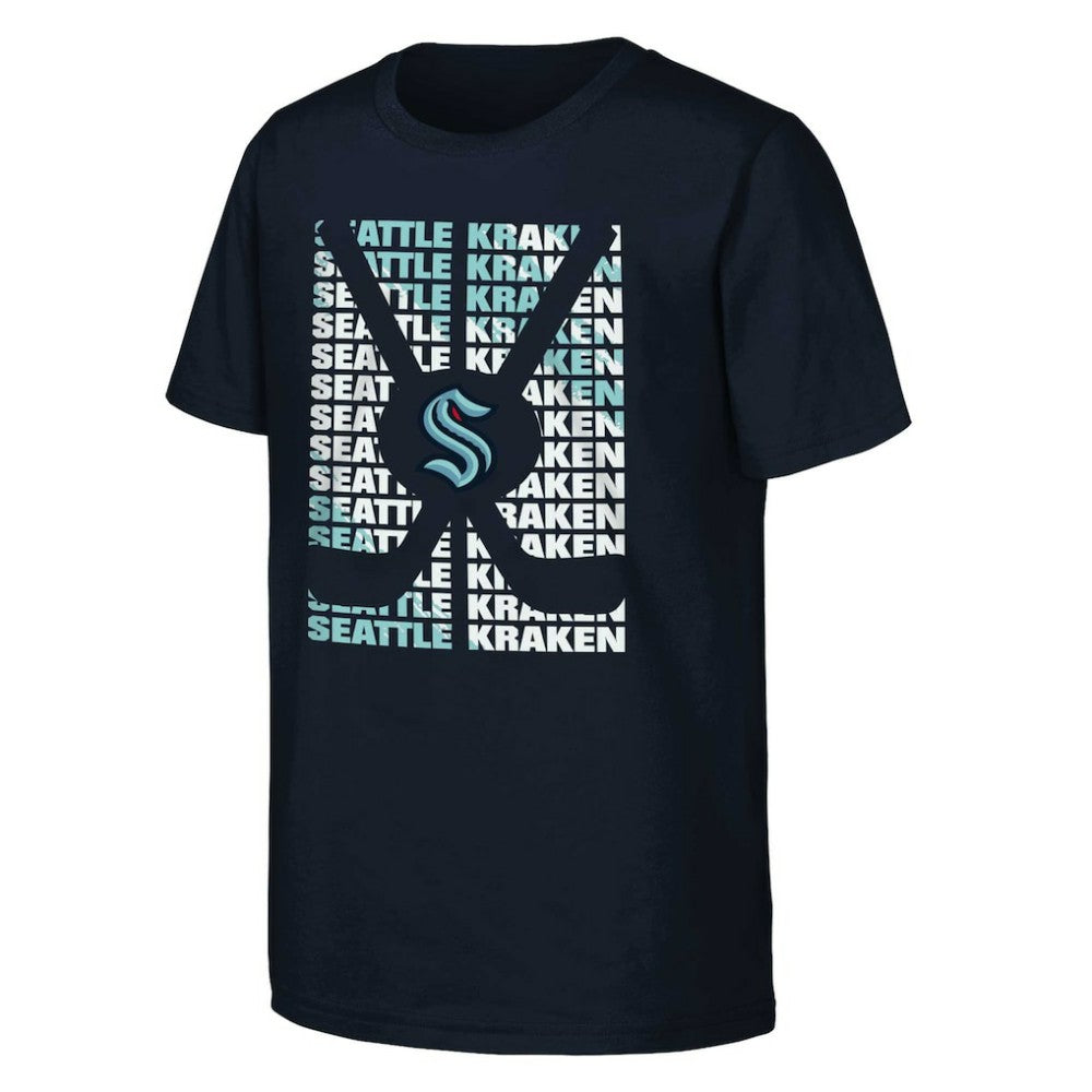 NHL Seattle Kraken Youth Box T-Shirt - Deep Sea Blue