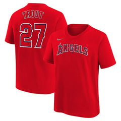 Mike Trout Los Angeles Angels Nike Youth Name & Number T-Shirt - Red T-shirts