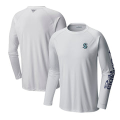 NHL Seattle Kraken Columbia Terminal Tackle Omni-Shade Raglan Long Sleeve T-Shirt - White