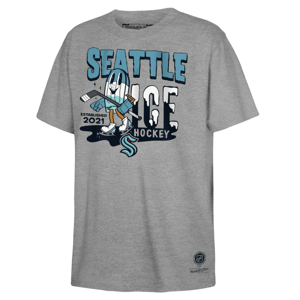 NHL Seattle Kraken Mitchell & Ness Youth Ice Hockey T-Shirt - Gray