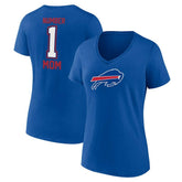 Buffalo Bills Women's Plus Size Mother's Day #1 Mom V-Neck T-Shirt Royal